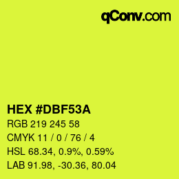 カラーコード: HEX #DBF53A | qconv.com
