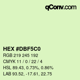 カラーコード: HEX #DBF5C0 | qconv.com