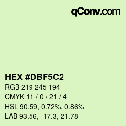 カラーコード: HEX #DBF5C2 | qconv.com
