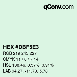 Farbcode: HEX #DBF5E3 | qconv.com
