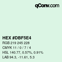 颜色代码: HEX #DBF5E4 | qconv.com