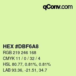 Color code: HEX #DBF6A8 | qconv.com