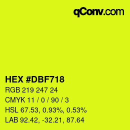 Color code: HEX #DBF718 | qconv.com