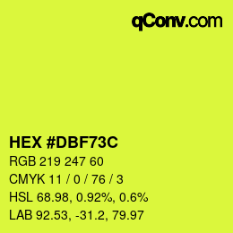 カラーコード: HEX #DBF73C | qconv.com