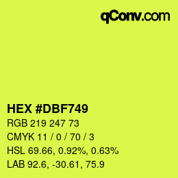 Color code: HEX #DBF749 | qconv.com