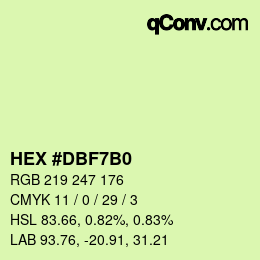 カラーコード: HEX #DBF7B0 | qconv.com