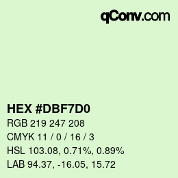 颜色代码: HEX #DBF7D0 | qconv.com
