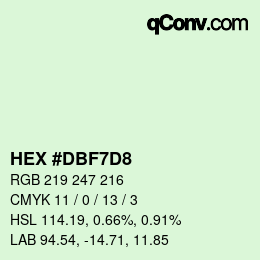 カラーコード: HEX #DBF7D8 | qconv.com
