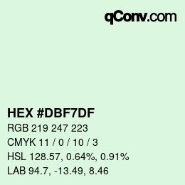 Color code: HEX #DBF7DF | qconv.com