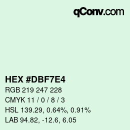 Color code: HEX #DBF7E4 | qconv.com