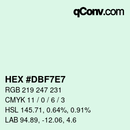 Color code: HEX #DBF7E7 | qconv.com