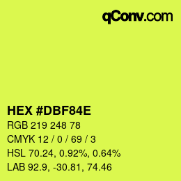Color code: HEX #DBF84E | qconv.com