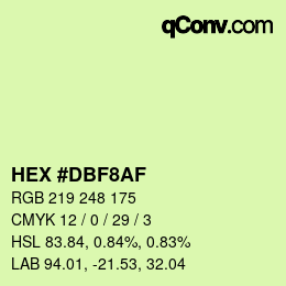 Color code: HEX #DBF8AF | qconv.com