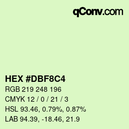Color code: HEX #DBF8C4 | qconv.com