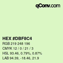 Farbcode: HEX #DBF8C4 | qconv.com