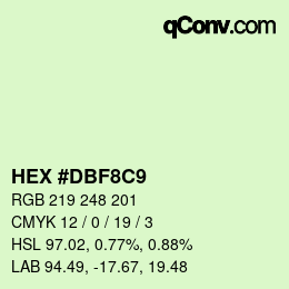 カラーコード: HEX #DBF8C9 | qconv.com