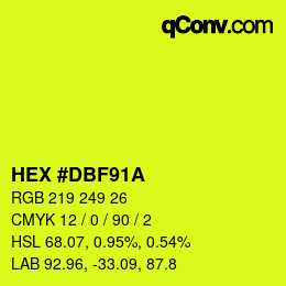 カラーコード: HEX #DBF91A | qconv.com