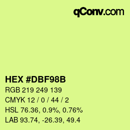 カラーコード: HEX #DBF98B | qconv.com