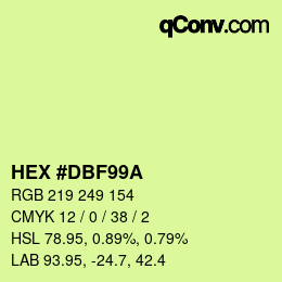 颜色代码: HEX #DBF99A | qconv.com