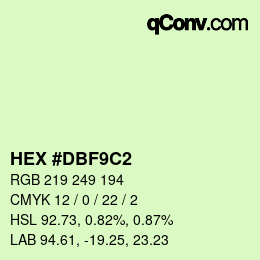 Color code: HEX #DBF9C2 | qconv.com