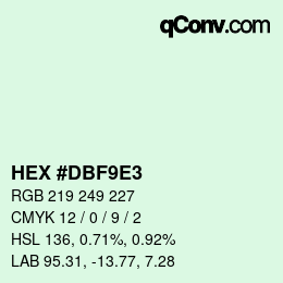 Color code: HEX #DBF9E3 | qconv.com