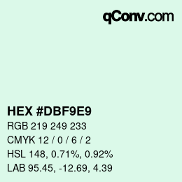 颜色代码: HEX #DBF9E9 | qconv.com