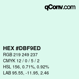 カラーコード: HEX #DBF9ED | qconv.com