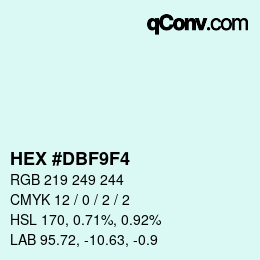 颜色代码: HEX #DBF9F4 | qconv.com