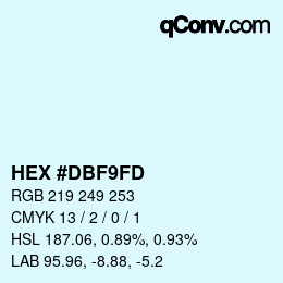 颜色代码: HEX #DBF9FD | qconv.com