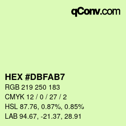 カラーコード: HEX #DBFAB7 | qconv.com