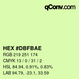 Color code: HEX #DBFBAE | qconv.com