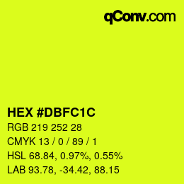 Color code: HEX #DBFC1C | qconv.com