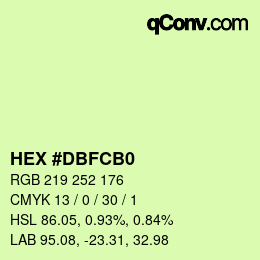 カラーコード: HEX #DBFCB0 | qconv.com