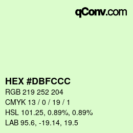 Color code: HEX #DBFCCC | qconv.com
