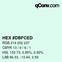 カラーコード: HEX #DBFCED | qconv.com