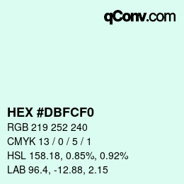 Color code: HEX #DBFCF0 | qconv.com