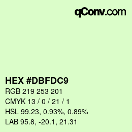 カラーコード: HEX #DBFDC9 | qconv.com
