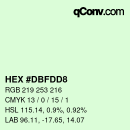 カラーコード: HEX #DBFDD8 | qconv.com