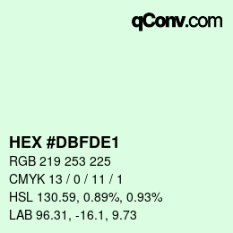 Color code: HEX #DBFDE1 | qconv.com