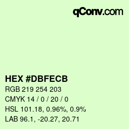 カラーコード: HEX #DBFECB | qconv.com
