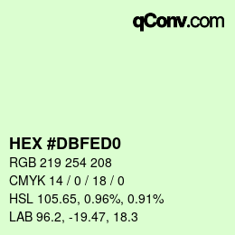 カラーコード: HEX #DBFED0 | qconv.com
