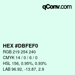 Color code: HEX #DBFEF0 | qconv.com