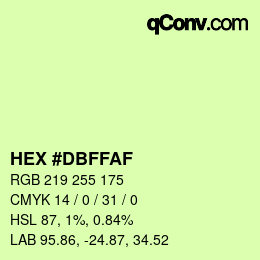 Color code: HEX #DBFFAF | qconv.com