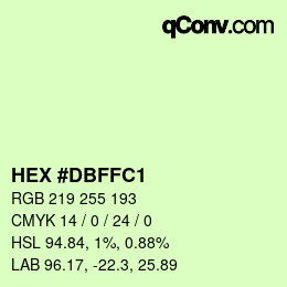 Color code: HEX #DBFFC1 | qconv.com