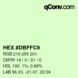 颜色代码: HEX #DBFFC9 | qconv.com