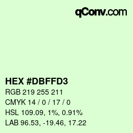 Color code: HEX #DBFFD3 | qconv.com