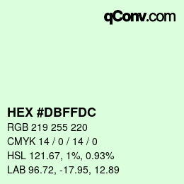 カラーコード: HEX #DBFFDC | qconv.com