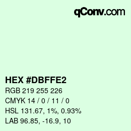 Color code: HEX #DBFFE2 | qconv.com