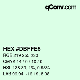 カラーコード: HEX #DBFFE6 | qconv.com