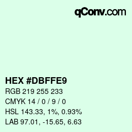 カラーコード: HEX #DBFFE9 | qconv.com